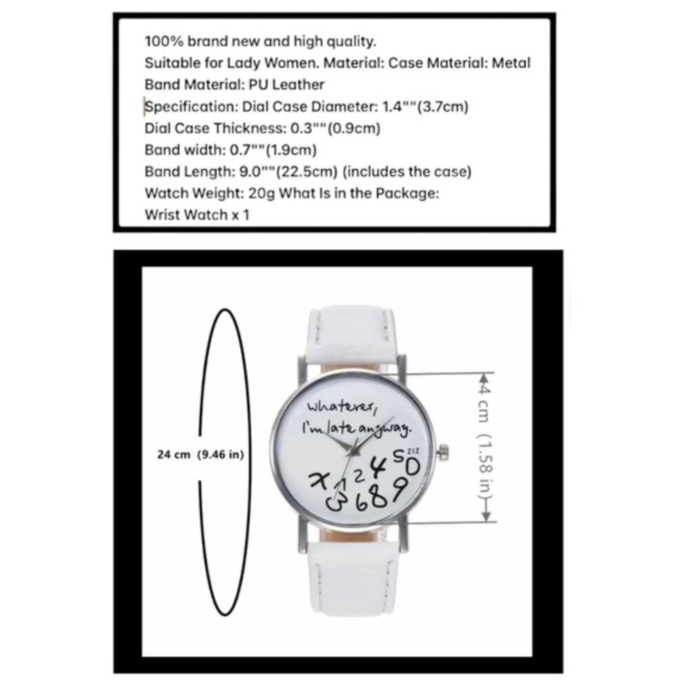 I’m Late Statement Watch Bright Barbie Pink PU Leather Buckle Band Strap Adult - Picture 5 of 16